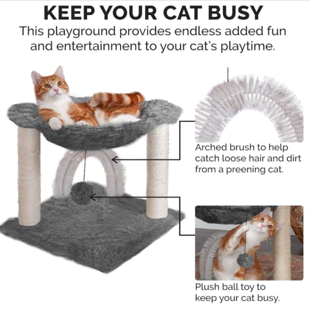 15 . 75 " Tall Playground for Indoor Cats , Ft . Sisal Scratching Post - Picture 6 of 7